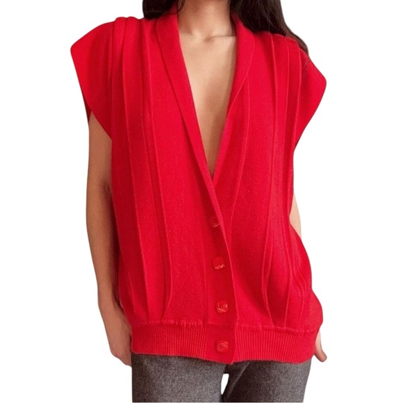 VintageWomens Lindsay Blake Editions Red Button Up Vest  Size 10/20W - Picture 1 of 4